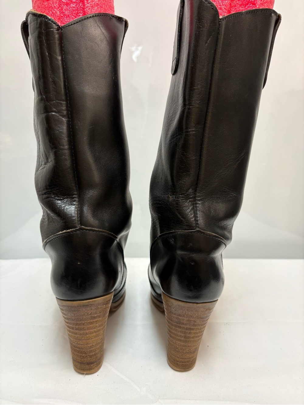 Vintage 1970s/1980s Hanna Leather Slouchy Heeled Boots Size 4 fits US 6.5-7 - Picture 7 of 12